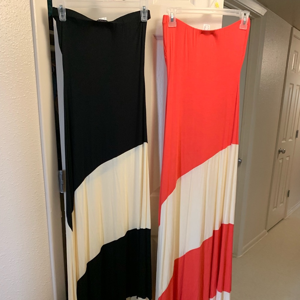 Coral Strapless Dresses